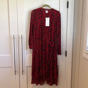 Cabi red leopard wrap dress